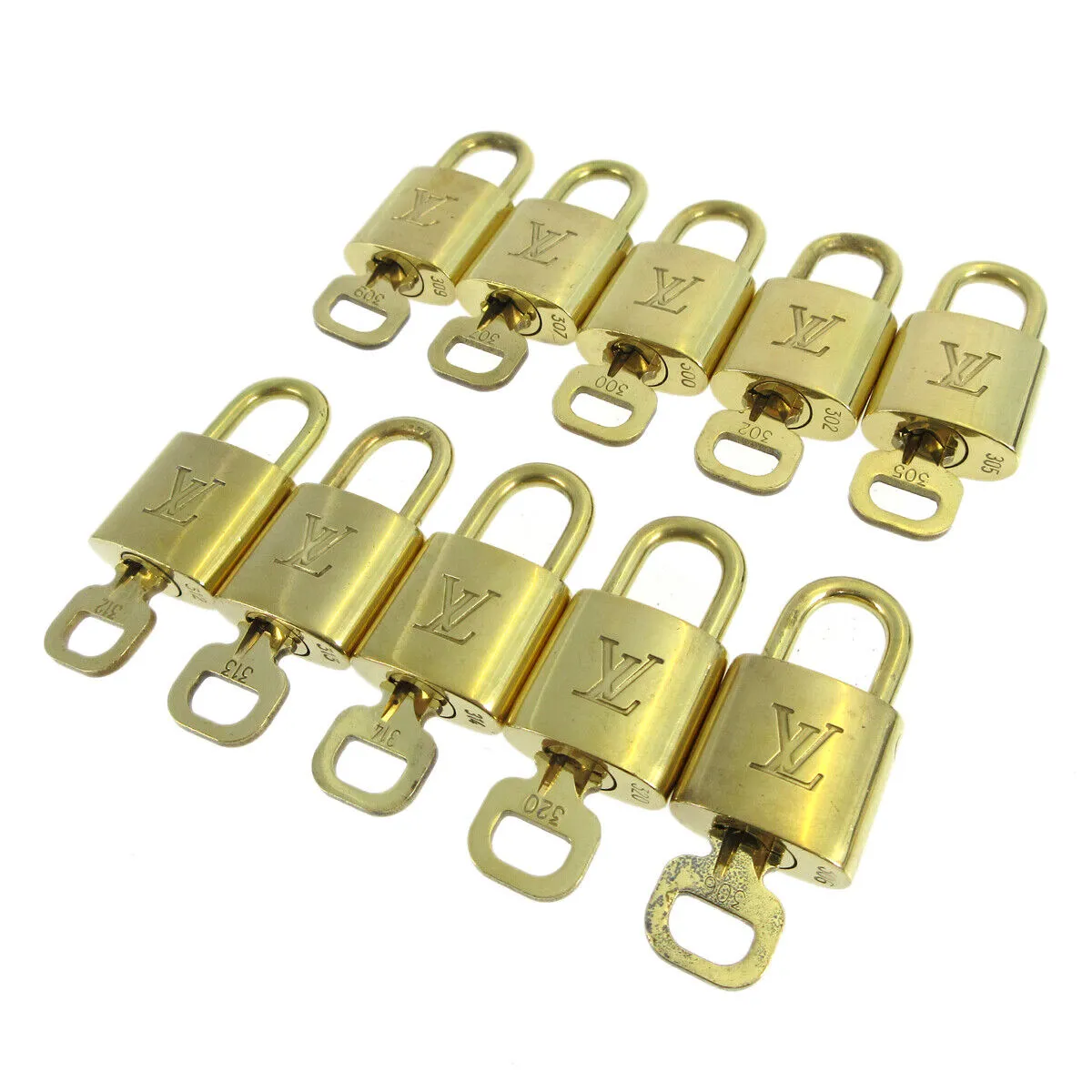 LOUIS VUITTON Padlock & Key Bag Accessories Charm 10 Piece Set Gold 10093