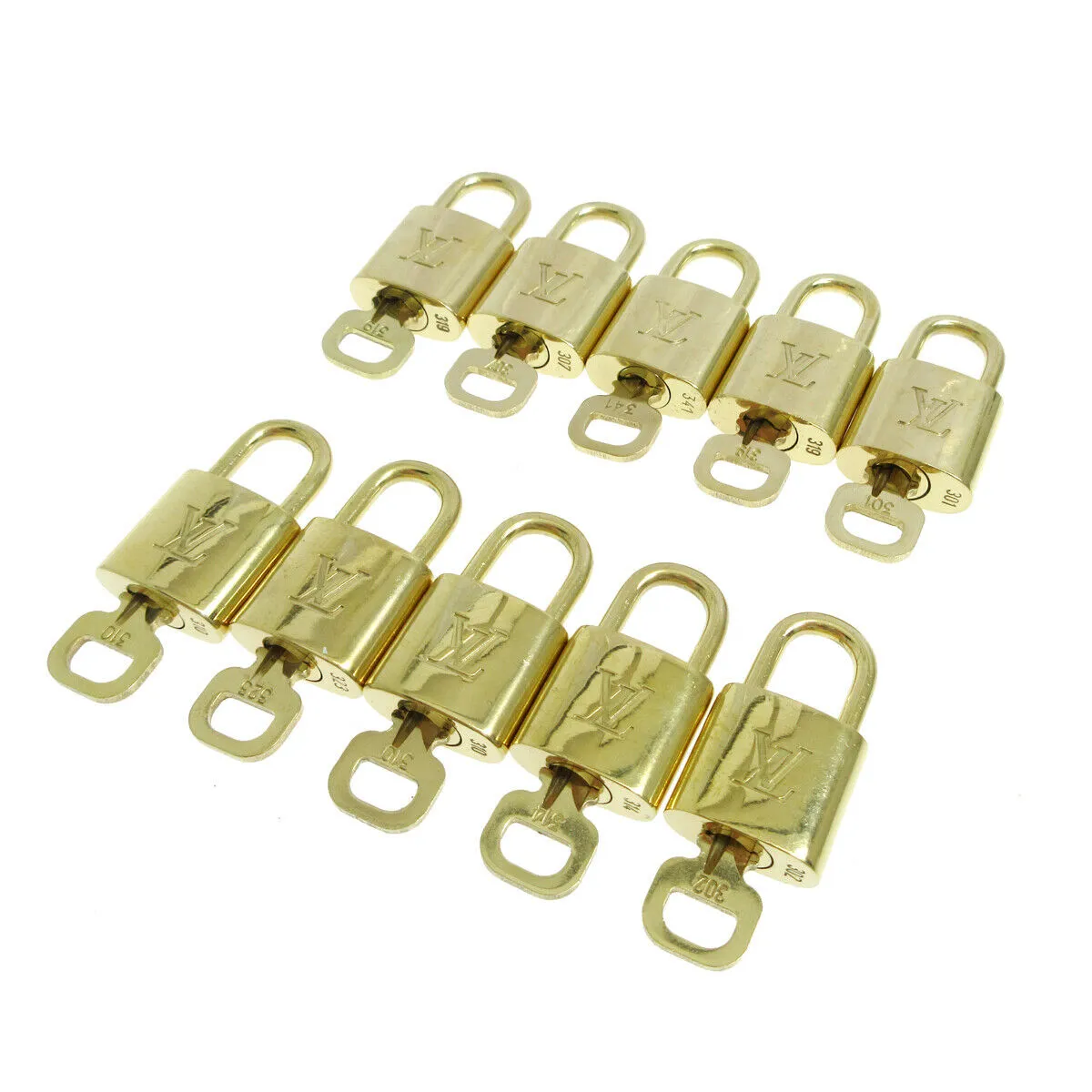 LOUIS VUITTON Padlock & Key Bag Accessories Charm 10 Piece Set Gold 33528