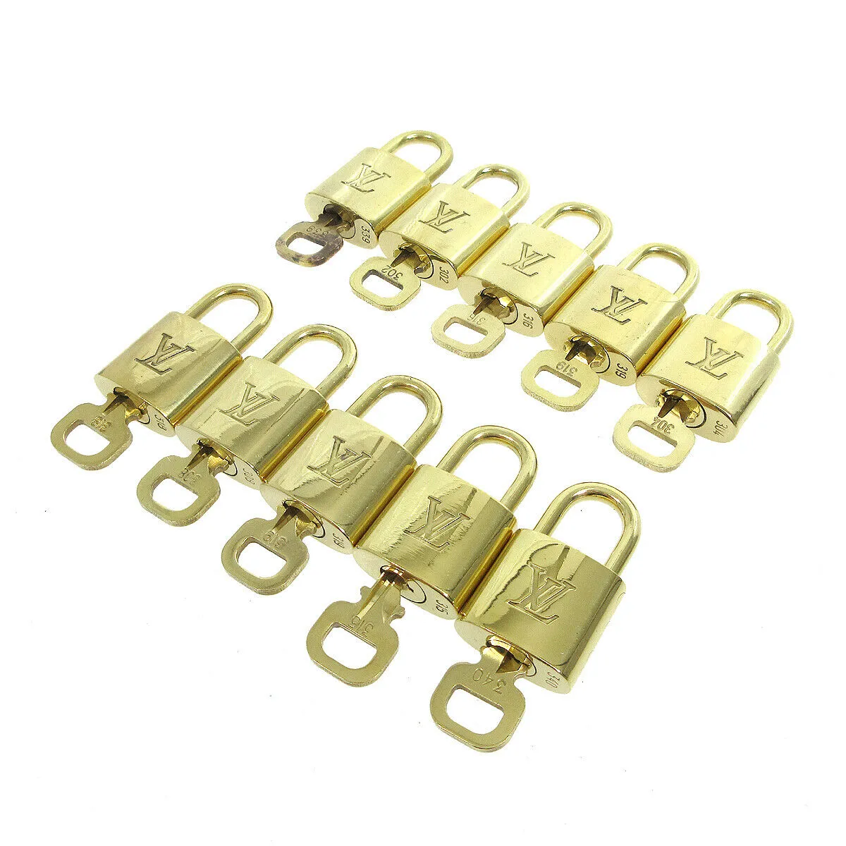 LOUIS VUITTON Padlock & Key Bag Accessories Charm 10 Piece Set Gold 34795