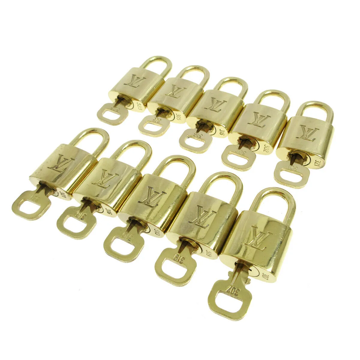 LOUIS VUITTON Padlock & Key Bag Accessories Charm 10 Piece Set Gold 34867