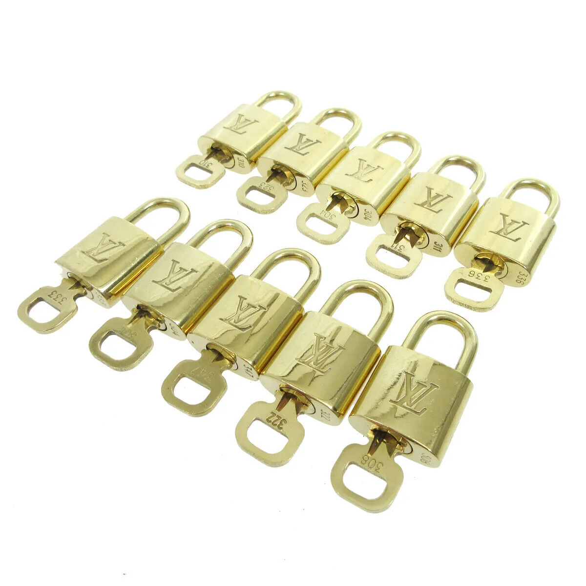 LOUIS VUITTON Padlock & Key Bag Accessories Charm 10 Piece Set Gold 36193