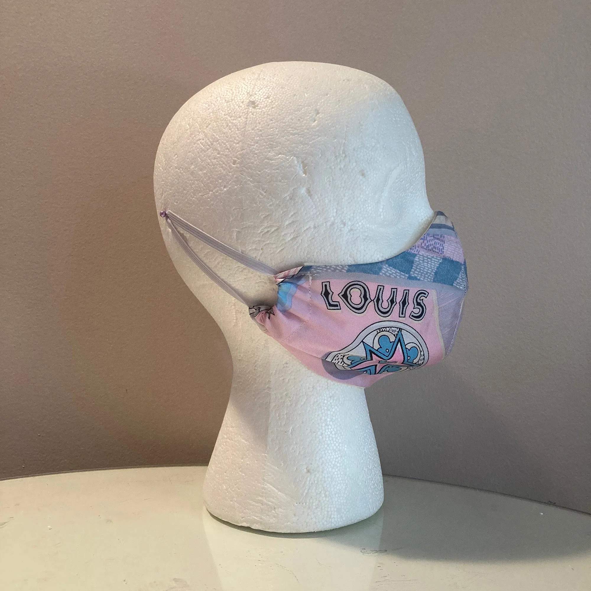 Stylish Louis Vuitton Pinball Print Silk Scarf Face Mask