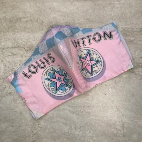 Stylish Louis Vuitton Pinball Print Silk Scarf Face Mask