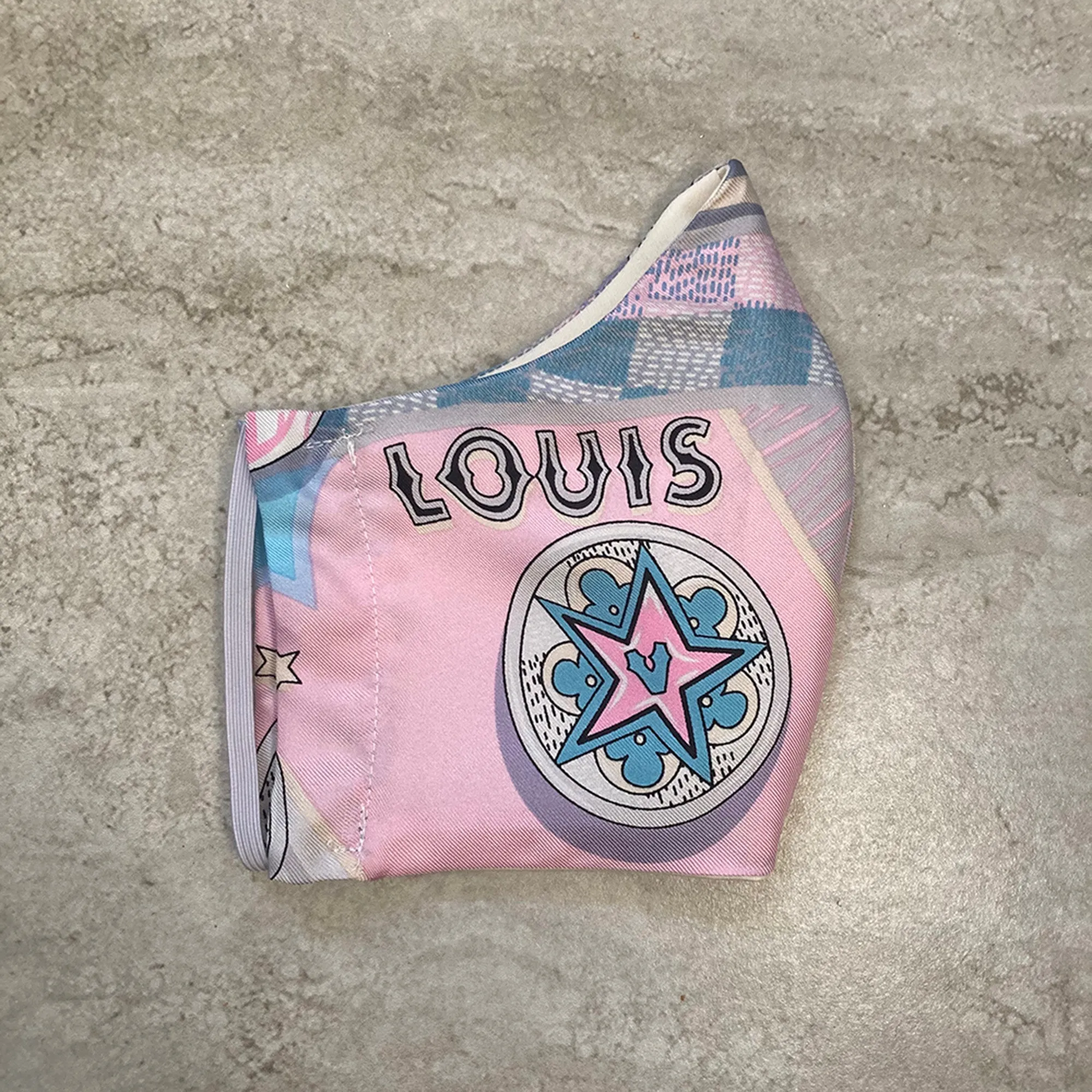 Stylish Louis Vuitton Pinball Print Silk Scarf Face Mask