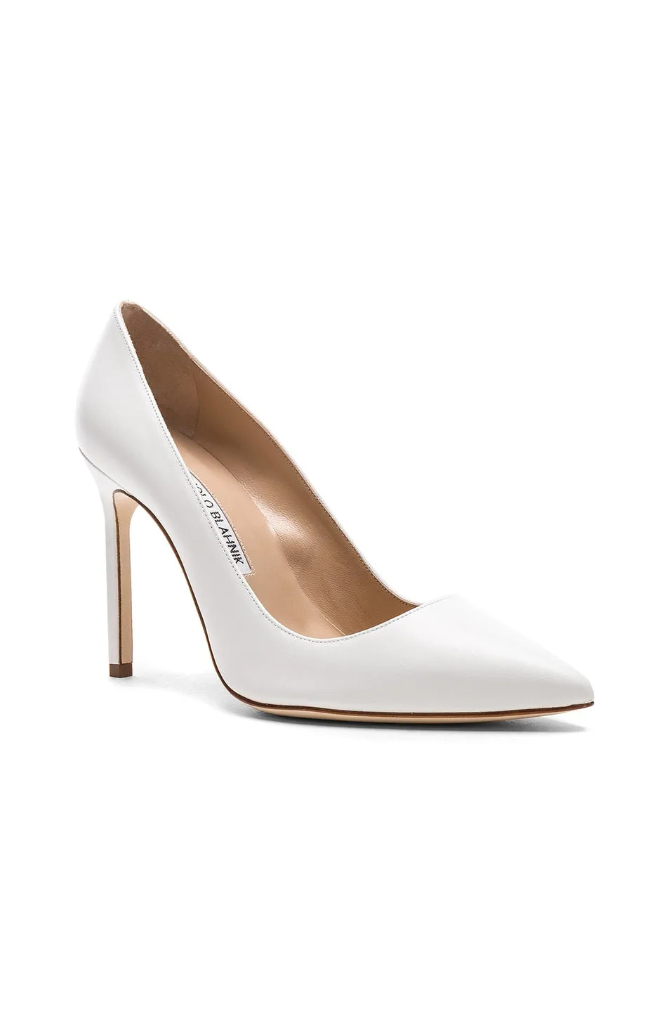 Manolo Blahnik Leather BB 105s Shoes, White Leather