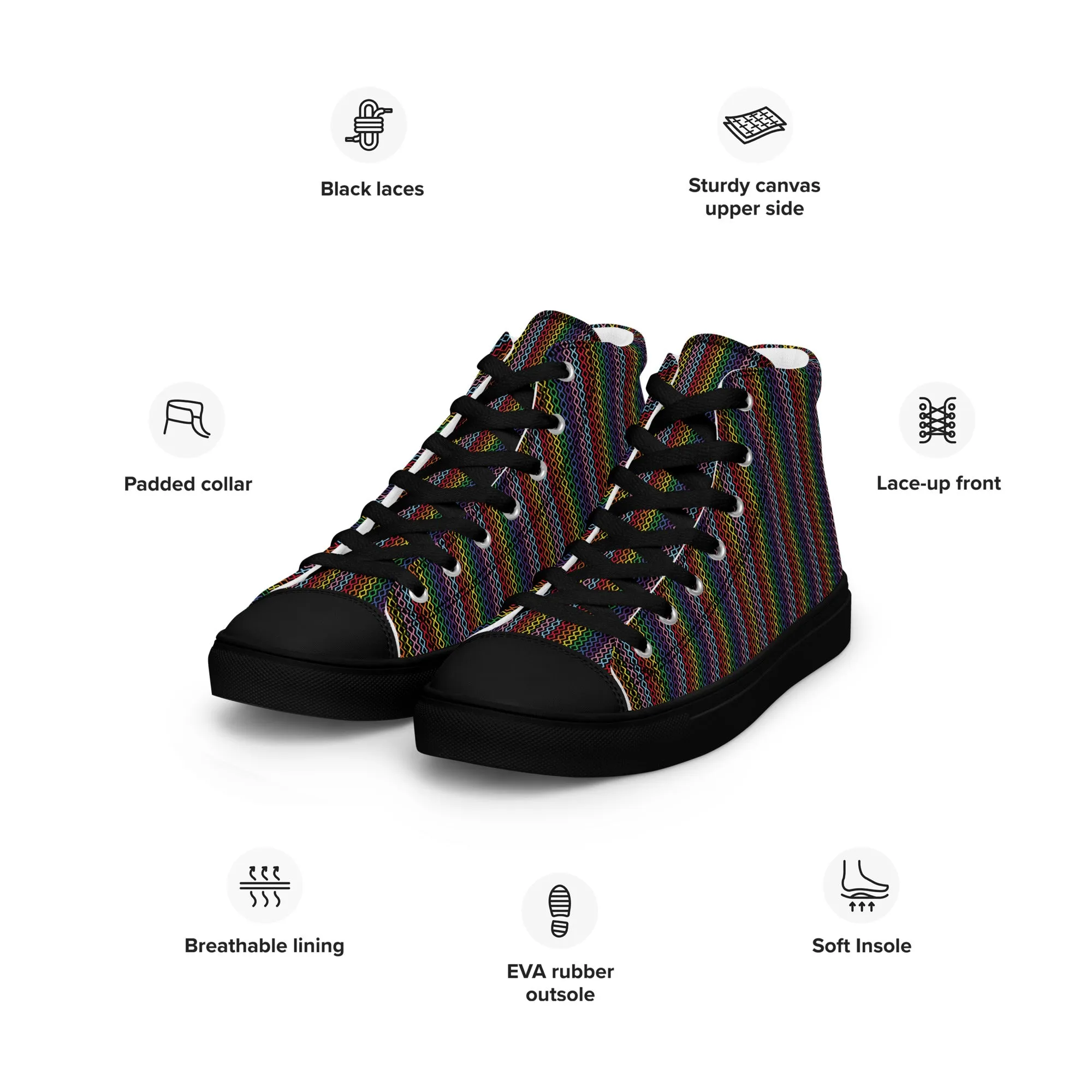 Modern Rainbow Men’s High Top Canvas Shoes