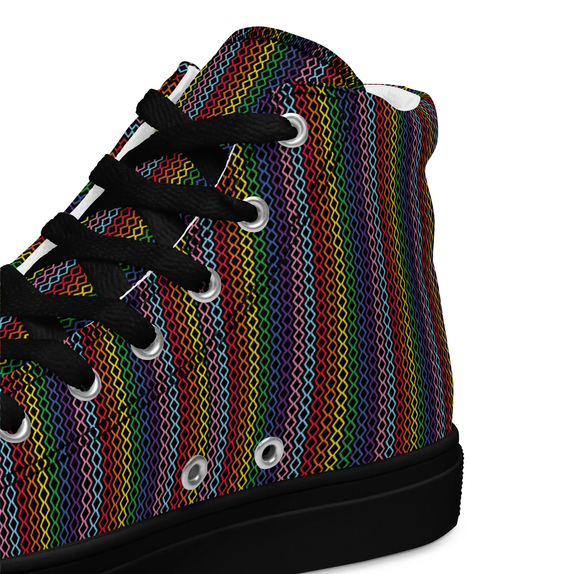 Modern Rainbow Men’s High Top Canvas Shoes