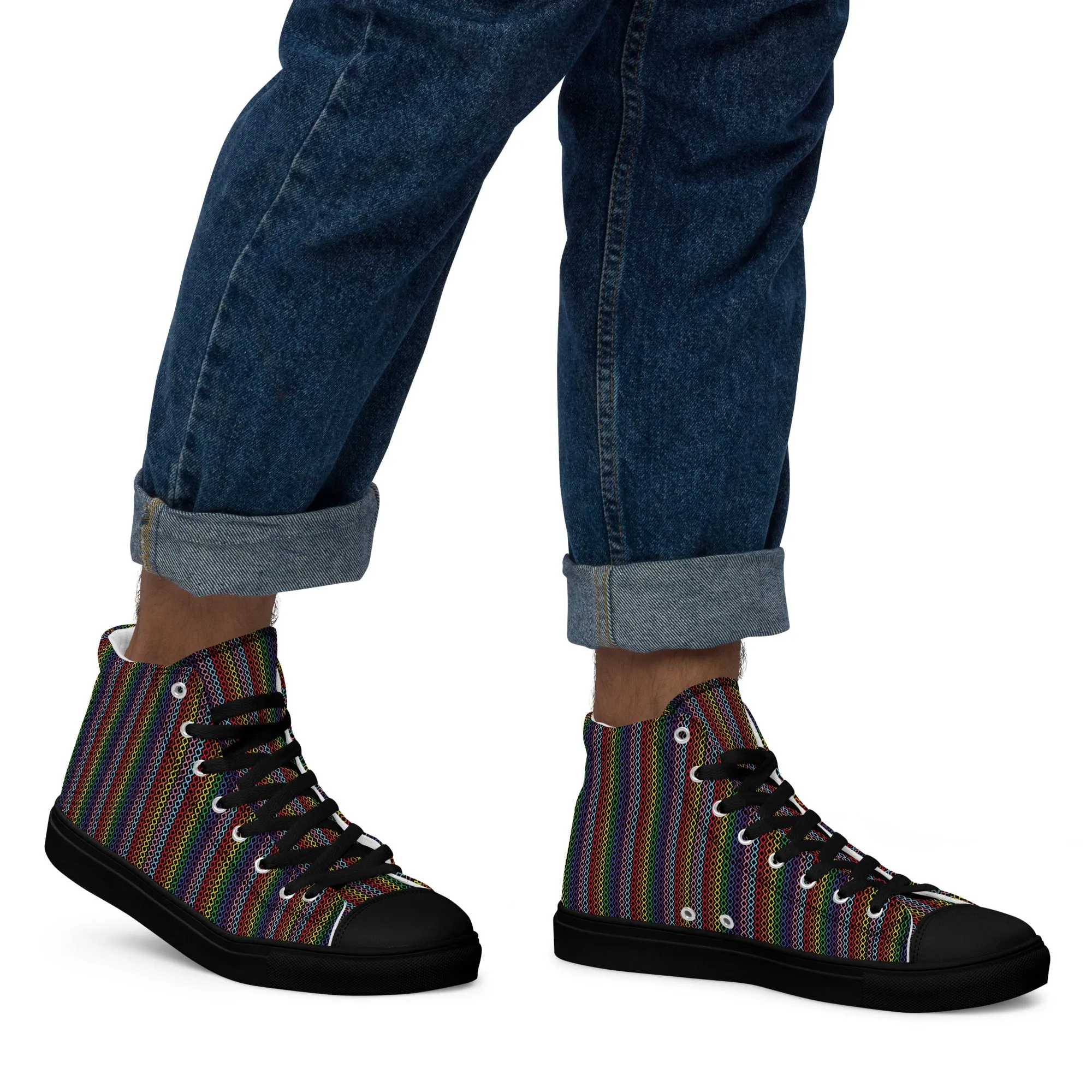 Modern Rainbow Men’s High Top Canvas Shoes