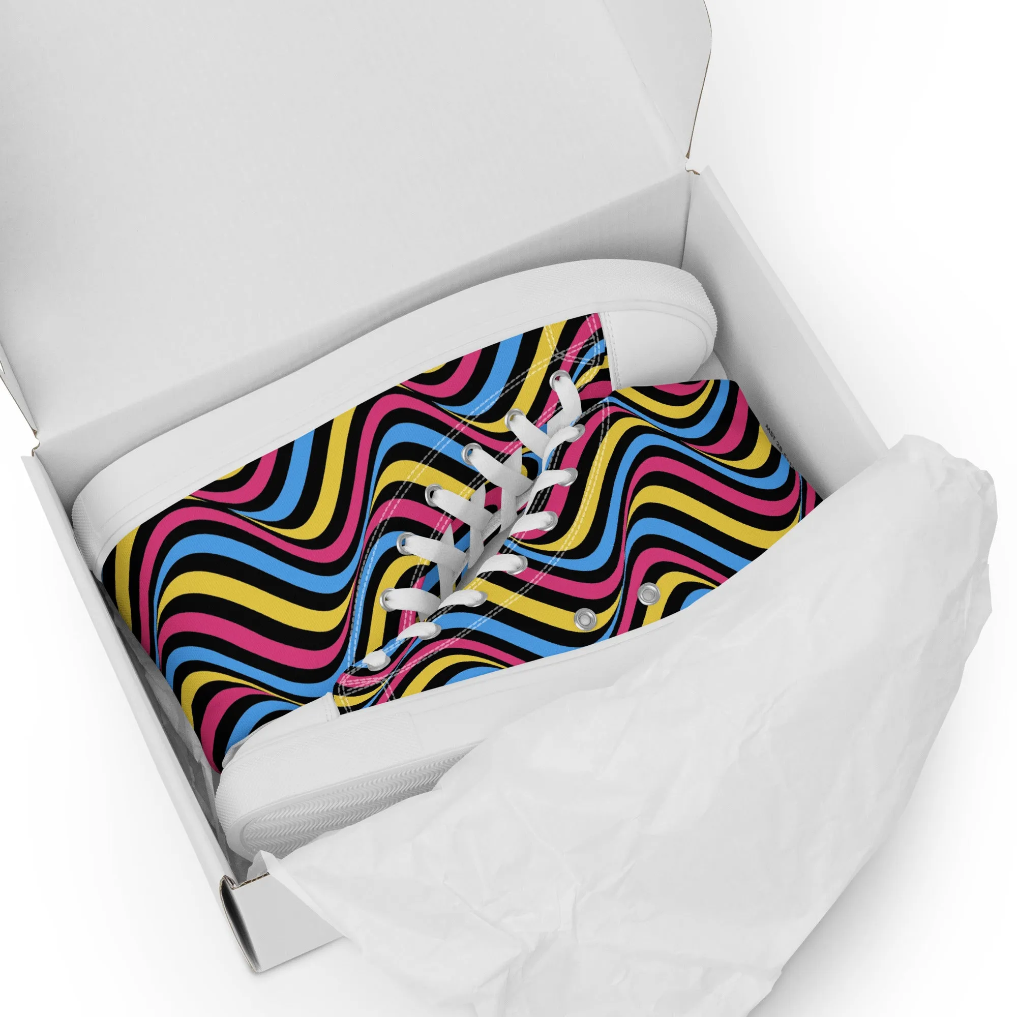 Pansexual Pan Pride Wavey Men’s High Top Canvas Athletic Shoes