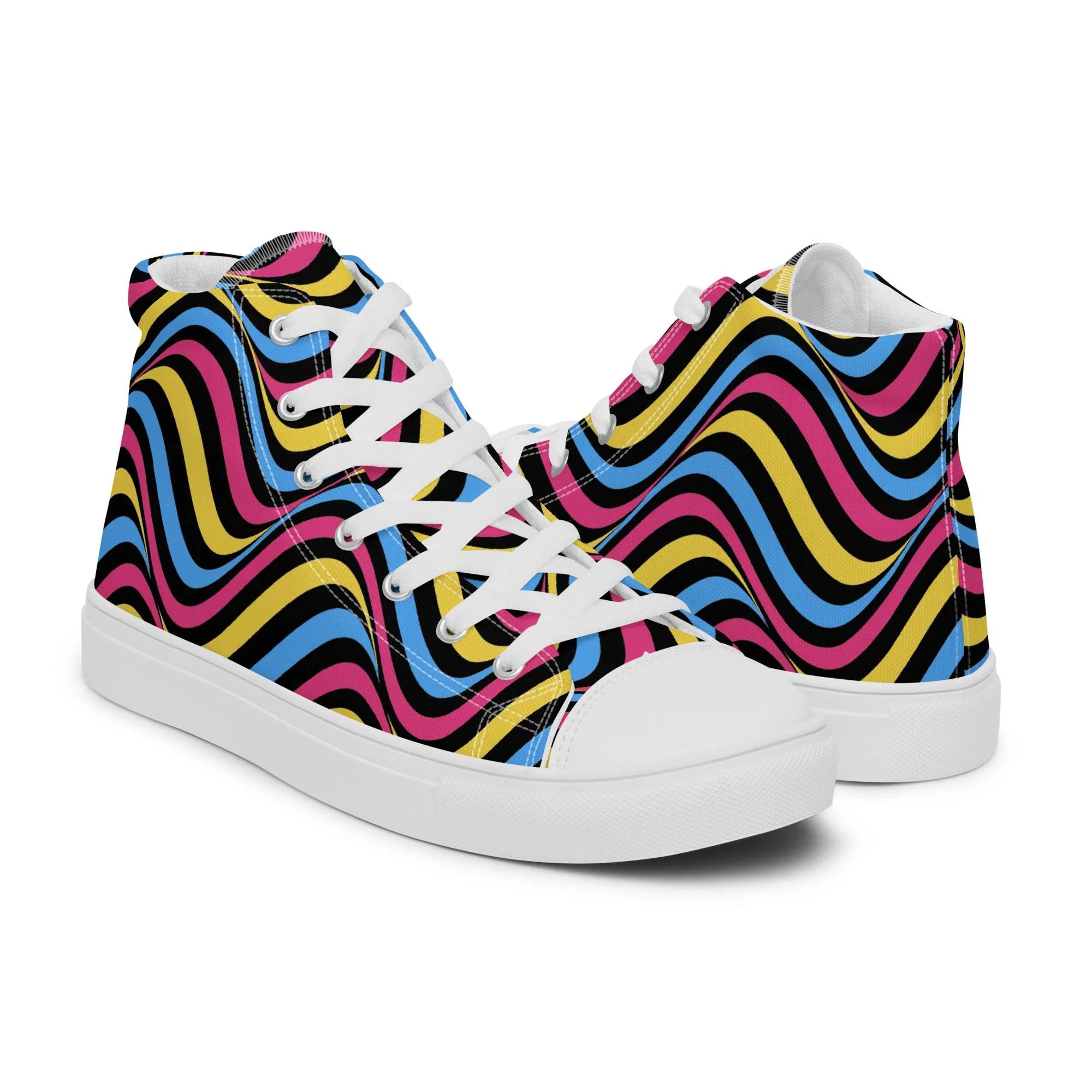 Pansexual Pan Pride Wavey Men’s High Top Canvas Athletic Shoes