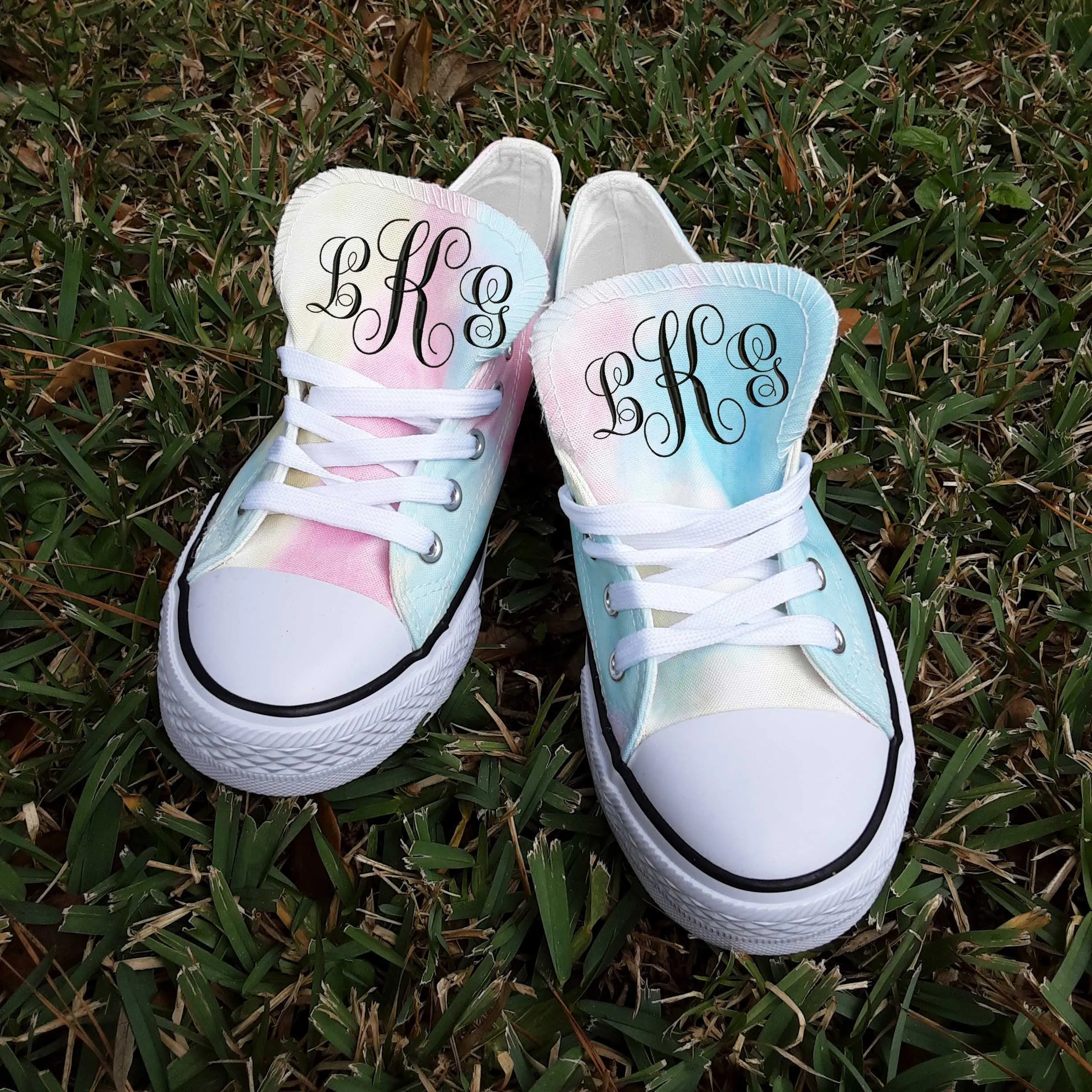 Personalize Monogram Canvas Sneaker Shoes, Personalized Women's Shoes /Tie Dye C