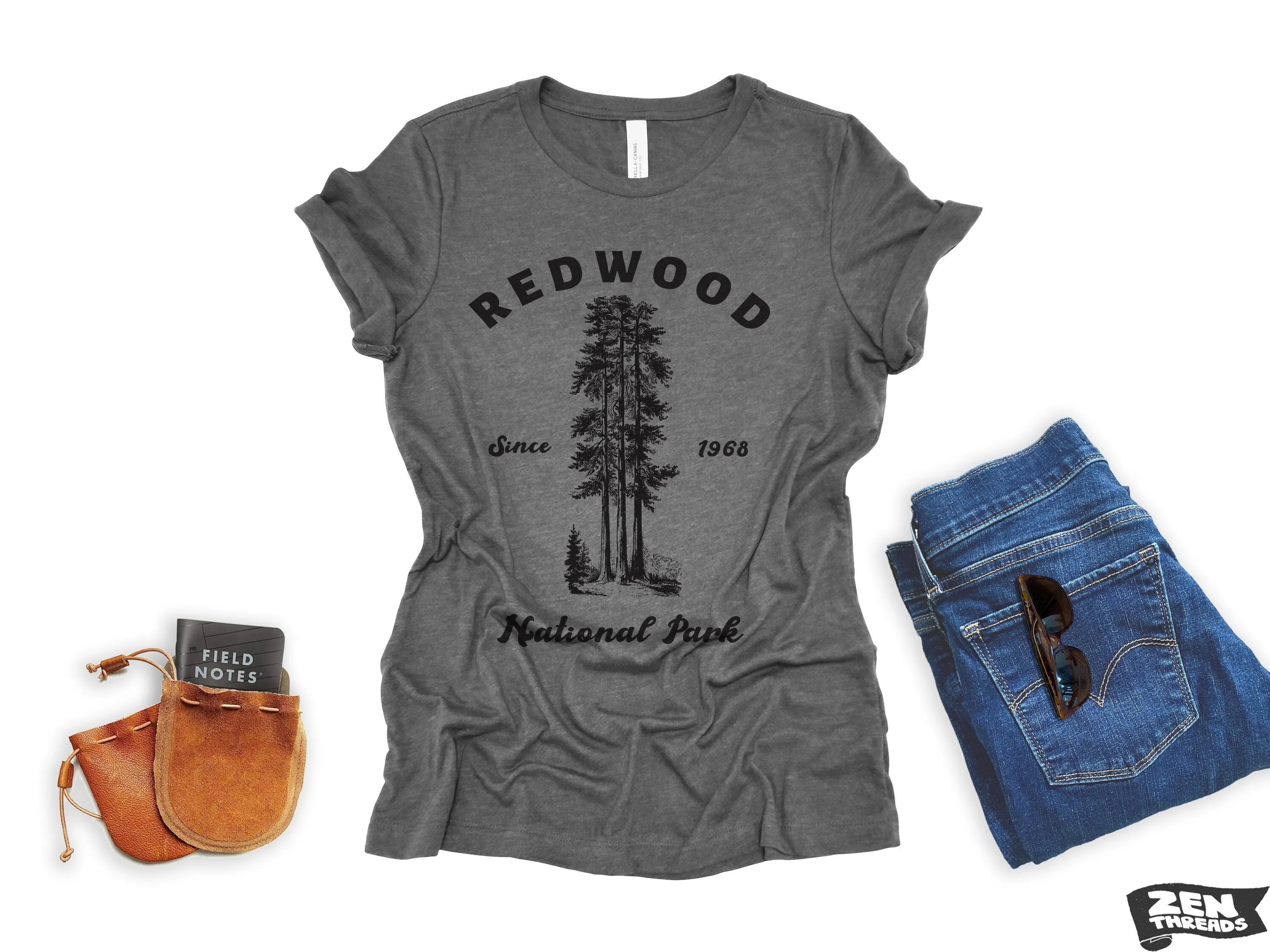 Redwood Women's Boyfriend Tee - National Park T-Shirt for Hiking & Camping