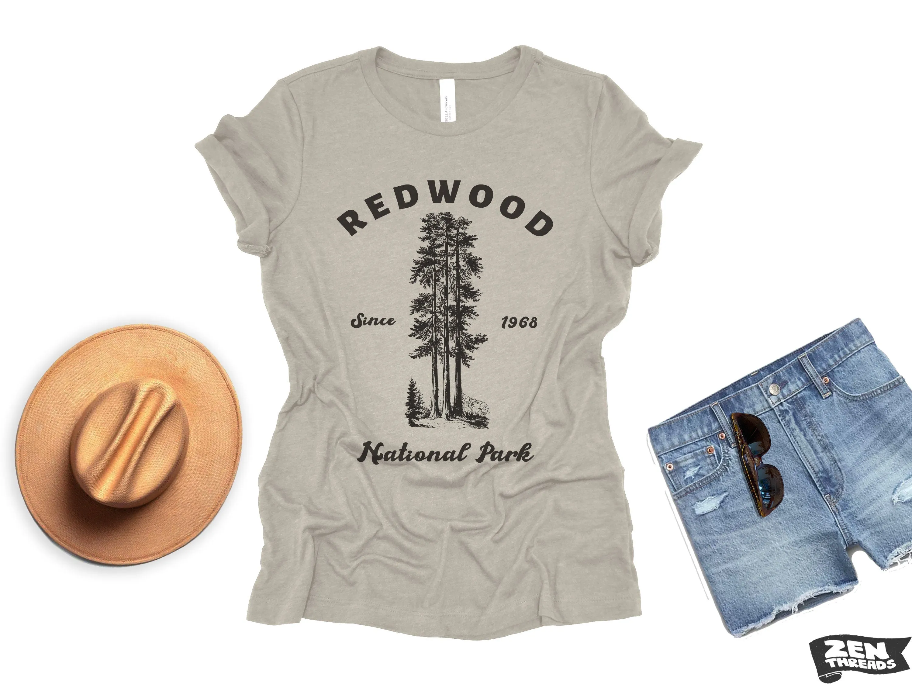 Redwood Women's Boyfriend Tee - National Park T-Shirt for Hiking & Camping