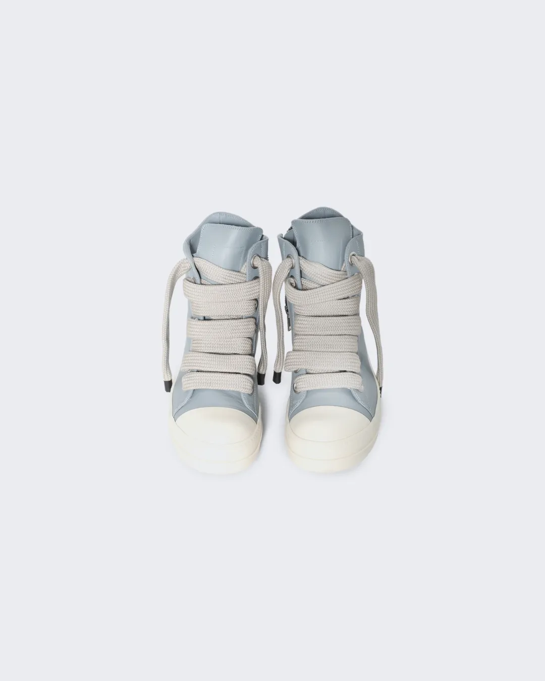 Rick Owens Jumbo Laced High Top Sneakers in Pale Blue and Milk