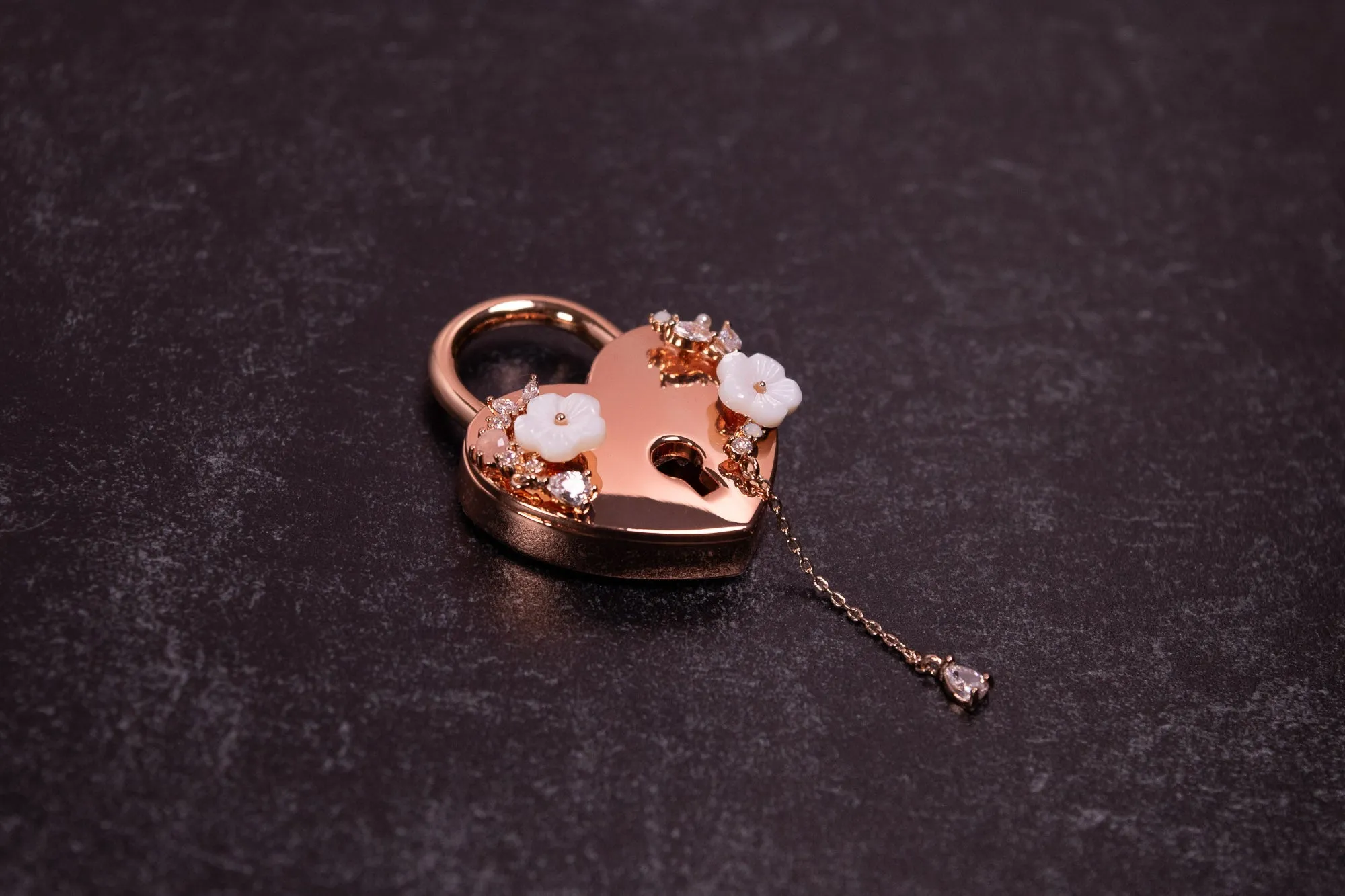 Rose Gold Deluxe Floral Lock Slip Chain Collar _ LIMITED _