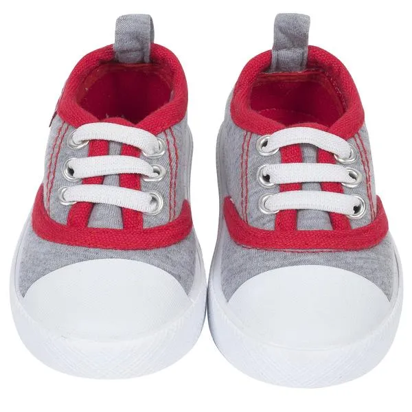 Sporty Baby Boys’ Lace Up Red and Gray Canvas Shoe