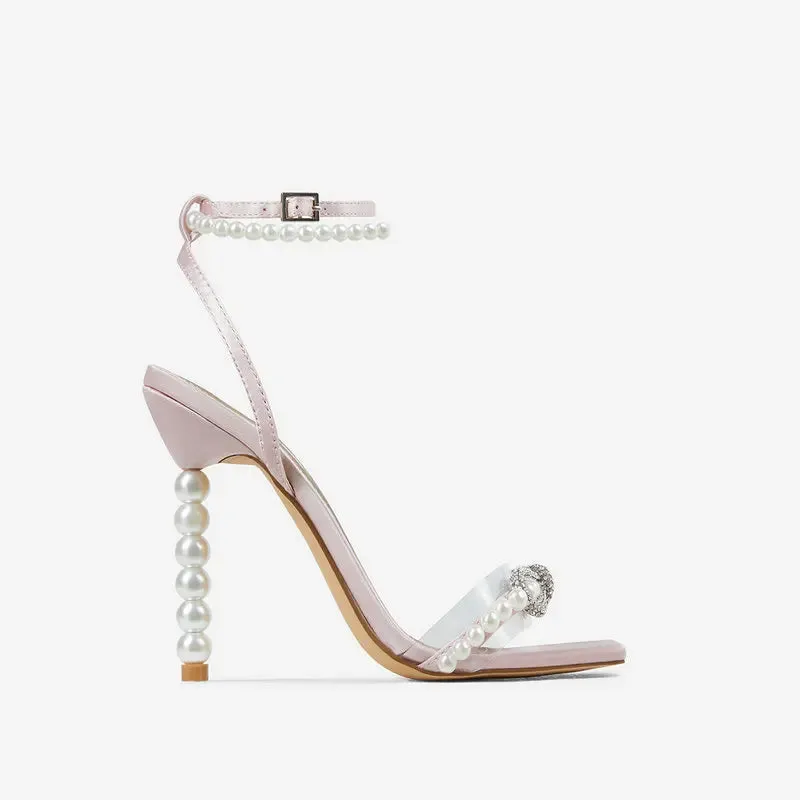 TAIVIMART  -  Luxury Rhinestone Soft Clear PVC Women Pumps Sexy Ankle Strap Pearls bowknot Thin High heels Fashion Summer Wedding Bridal Shoes