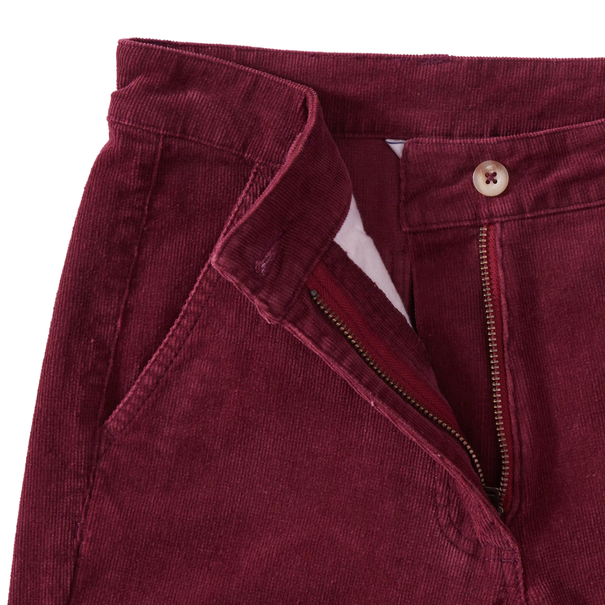 Tracy Slim Ankle Stretch Corduroy Pants - Burgundy (Final Sale)