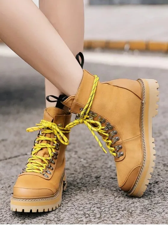 Trendy Metal Detail Platform Short Boots