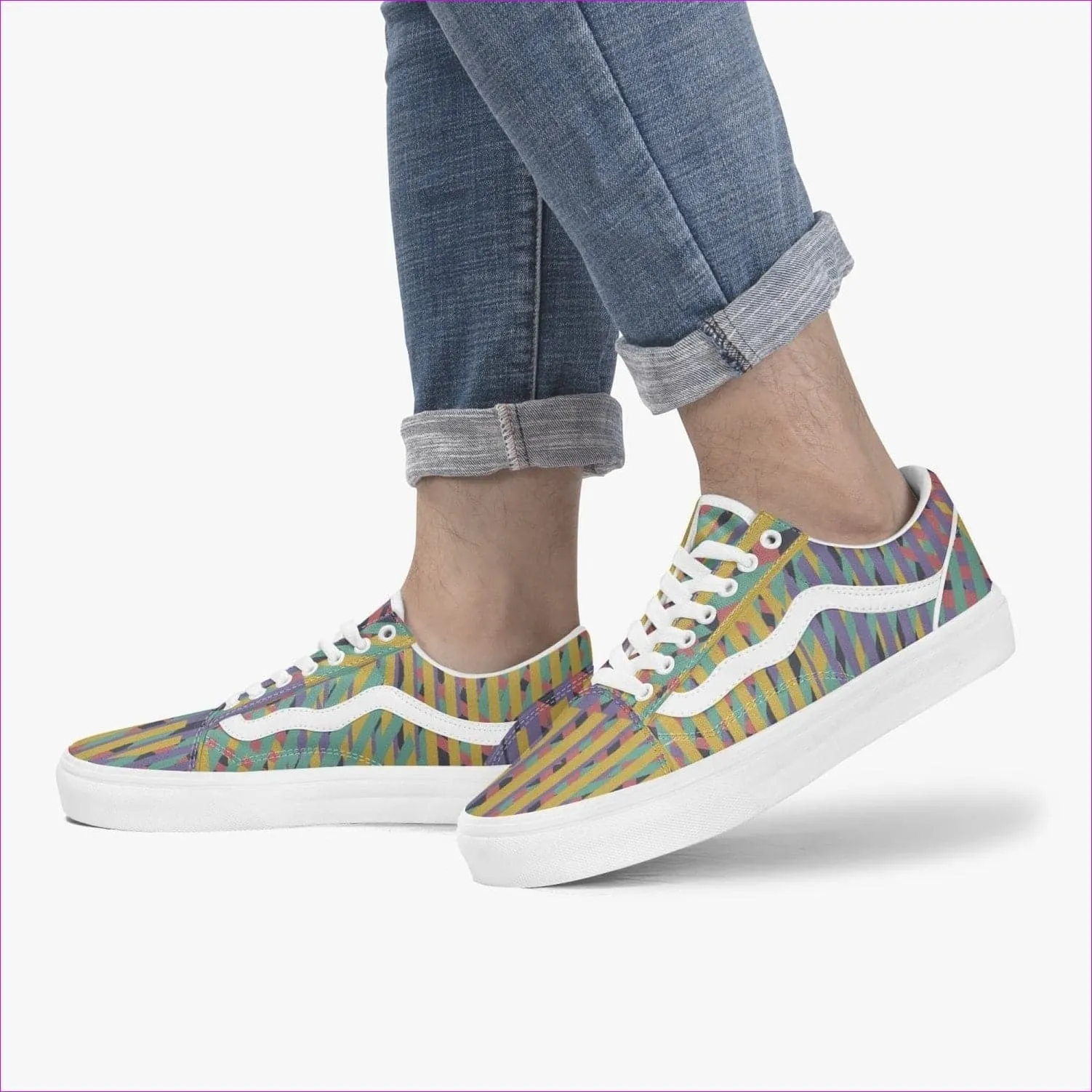 Vivid Weaved Trendy Low-Top Canvas Sneakers