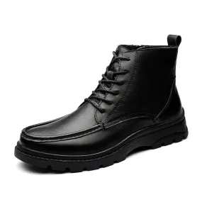 Winter Black Leather Comfy Men's Shoes Fashion Luxury Brand Men Boots New Design Classical Style Man Casual Boots