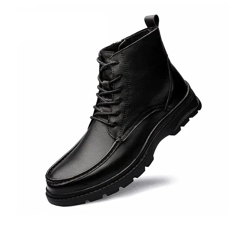 Winter Black Leather Comfy Men's Shoes Fashion Luxury Brand Men Boots New Design Classical Style Man Casual Boots