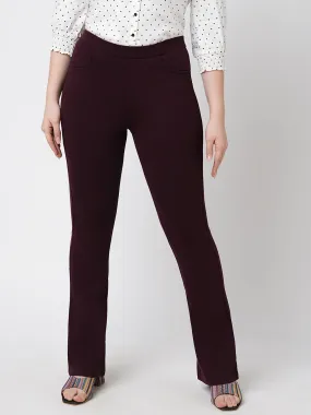 Women High-Rise Mini Flare Treggings