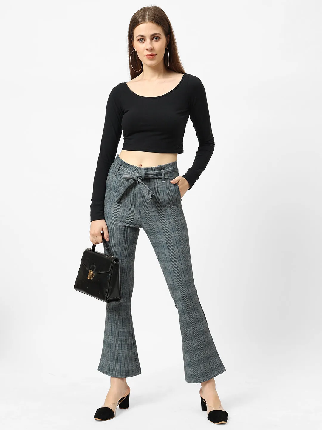 Women High-Rise Relaxed Fit Paper Bag Pants